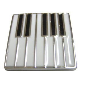 Silver Toned Square Piano Key Design Magnet